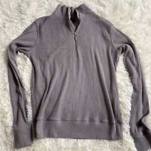 Joe's Jeans Light Gray Ribbed Zip Mock Neck